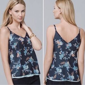 White House Black Market Navy Floral Camisole
